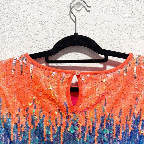 Anthropologie Eva Franco Loretta Sequined Tee Women’s Small Colorful Dopamine - Picture 9 of 11
